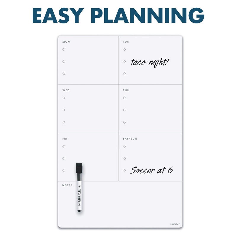 Quartet Magnetic Weekly Planner Dry Erase Board, 11" x 17", Small White Board for Fridge, Home School Supplies or Home Office Decor, Frameless, Includes 1 Dry Erase Marker (63540) - Image 3